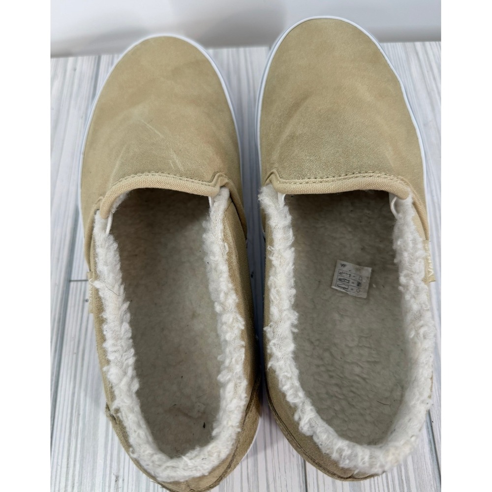 Vans Classic Slip-On Tan Suede‎ Sherpa Lined Sneakers Womens Size 9.5 - Picture 9 of 10